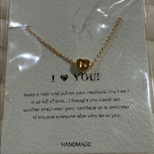 Gold D initial Heart Pendant Necklace